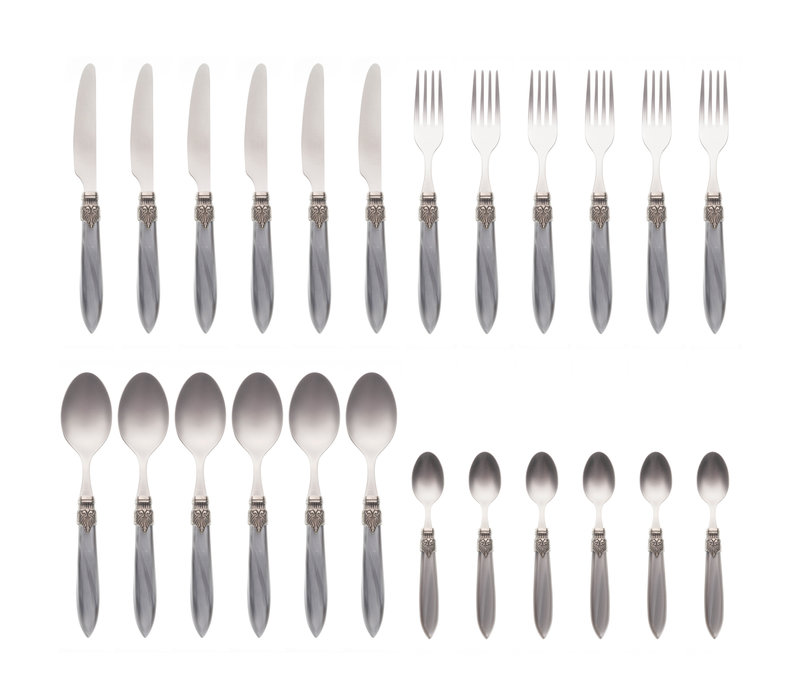 Murano 24-piece Dinner Cutlery "Light Grey" in Box