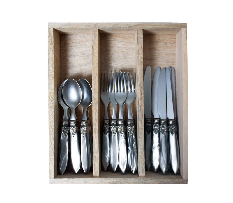Murano 18-piece Breakfast Cutlery "Light Grey" in Box