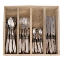 Murano Tafelbesteck (24-teilig) – Für 6 Personen – Champagne in Holzbox | Italienisches Design
