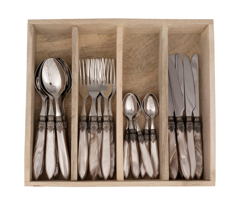 Murano Couverts de table (24 pièces) – Pour 6 personnes – Champagne dans un coffret en bois | Design italien