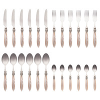 Murano Tafelbesteck (24-teilig) – Für 6 Personen – Champagne in Holzbox | Italienisches Design