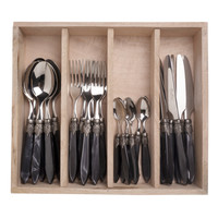 Murano Couverts de table (24 pièces) – Pour 6 personnes – Anthracite dans un coffret en bois | Design italien