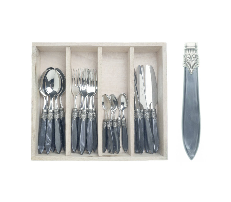 Murano Service à Dîner 24 Pièces Anthracite dans un Coffret