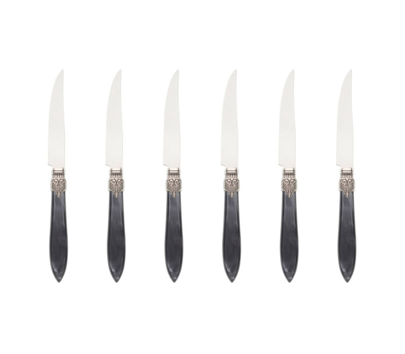 Murano 6 Steak Knives "Anthracite" in Box