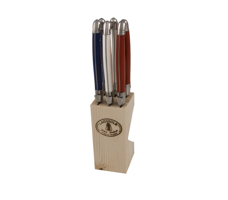 Laguiole 6 Steak Knives 'Classic' Paris Mix