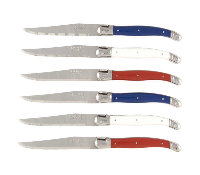 Laguiole 6 Steak Knives 'Classic' Paris Mix