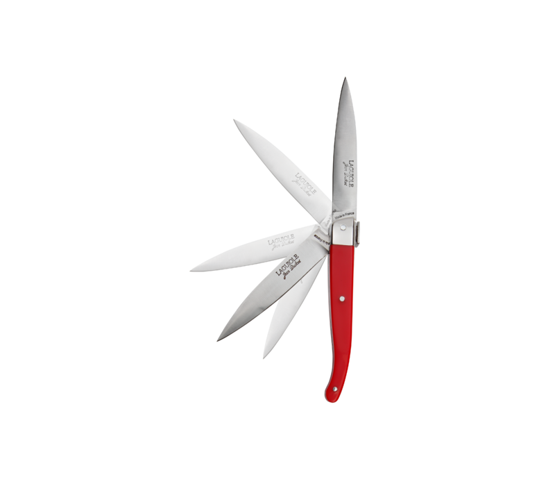 Laguiole pocket knife 'Le Poche' red with leather case
