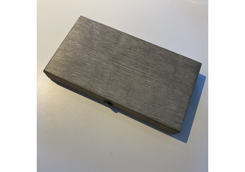Grau gebeizte Weichholzbox für 6 Steakmesser