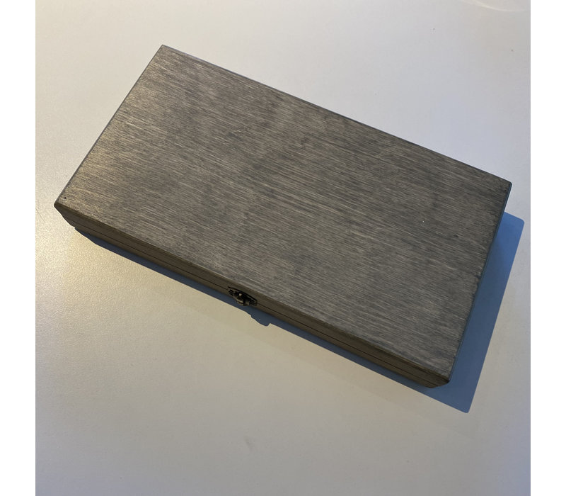 Gray-stained softwood box for 6 steak knives