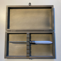 Gray-stained softwood box for 6 steak knives