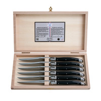 Laguiole Exclusive 6 Couteaux à Steak Noir en Coffret