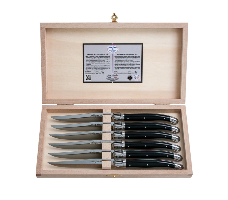 Laguiole Exclusive 6 Couteaux à Steak Noir en Coffret