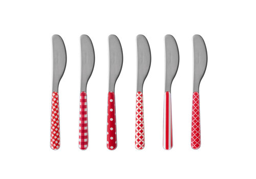 6 Butter Knives 'Provence Mix' Red
