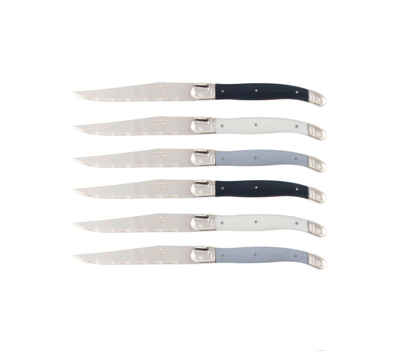 Laguiole 6 Steak Knives 'Classic' Nordic Mix