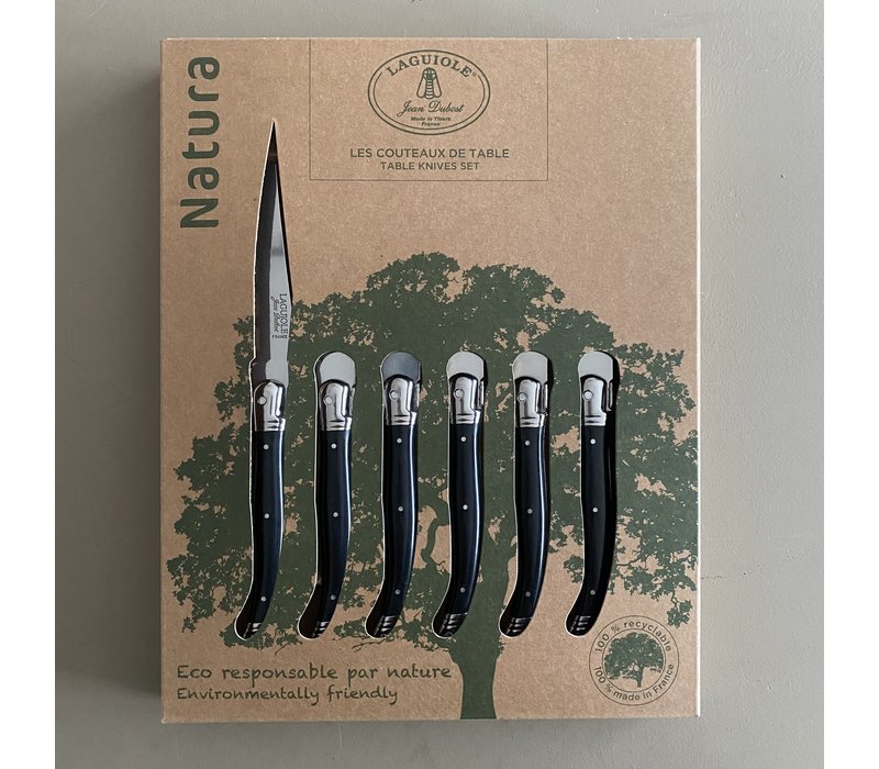 Laguiole 6 Steak Knives 'Natura' Black