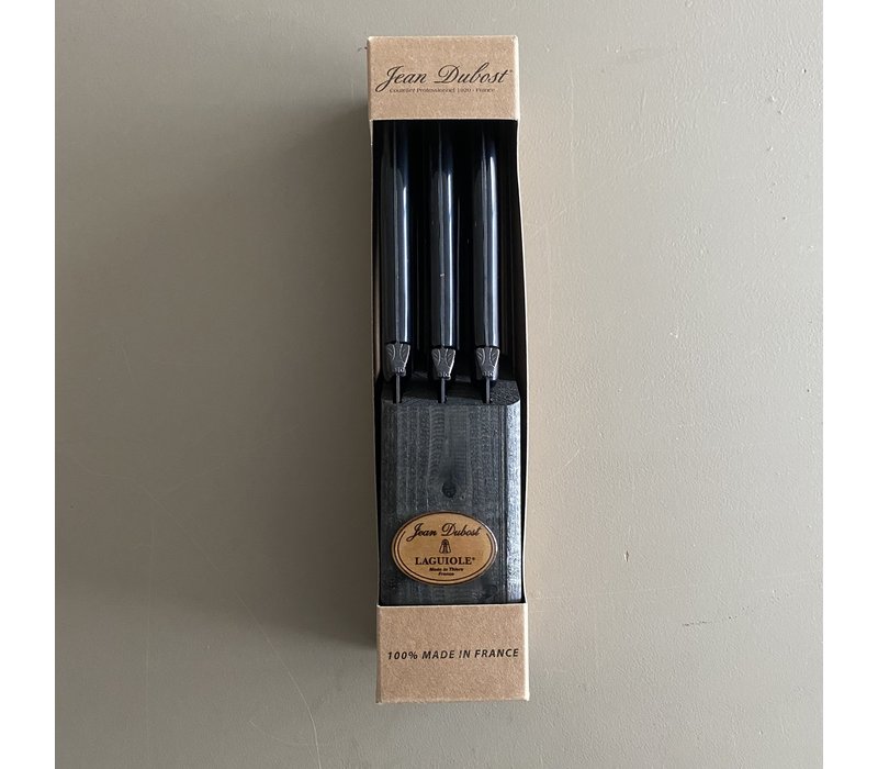 Laguiole 6 Steak Knives 'Classic' New Age Black in Knife Block