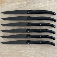 Laguiole 6 Steak Knives 'Classic' New Age Black in Knife Block