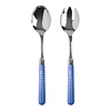Multi Colour Salad Servers Checkered Blue