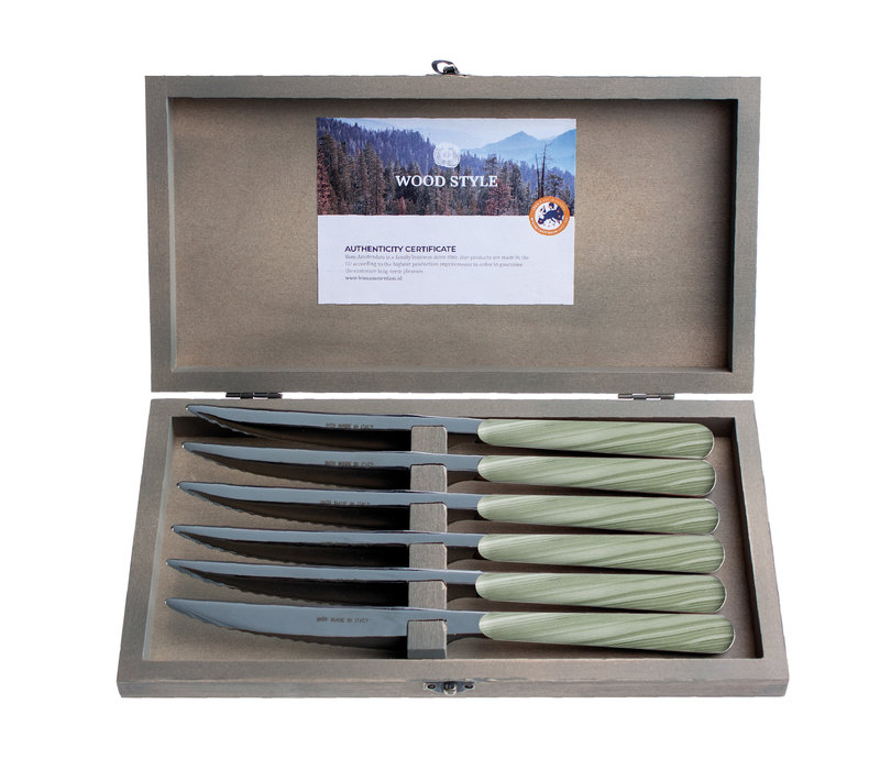 Wood Style 6 Steak Knives 'Bamboo'