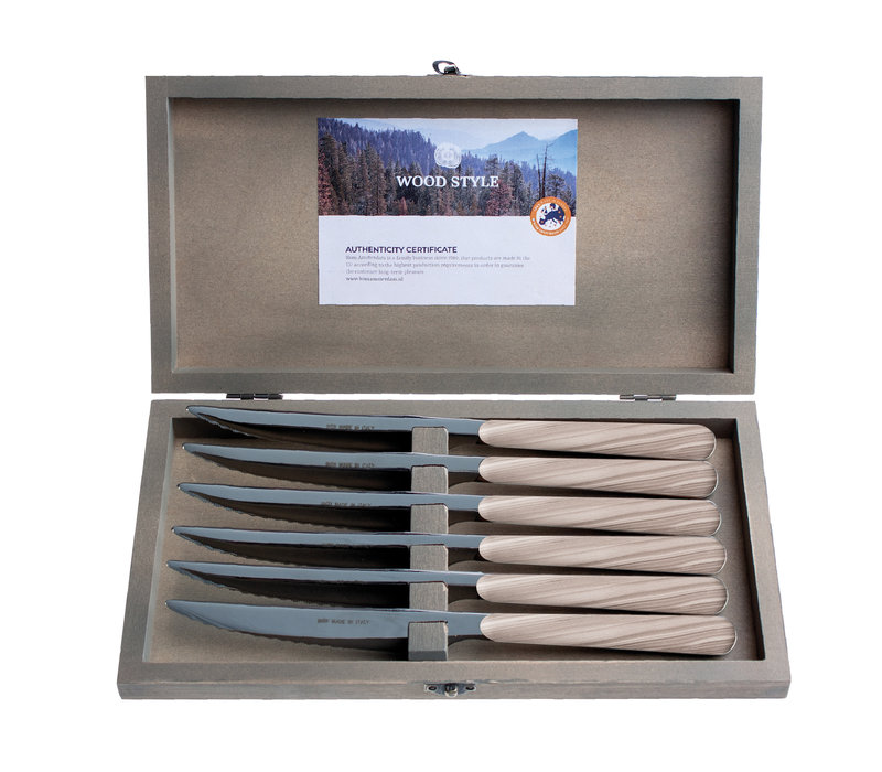 Wood Style 6 Steak Knives 'Maple'