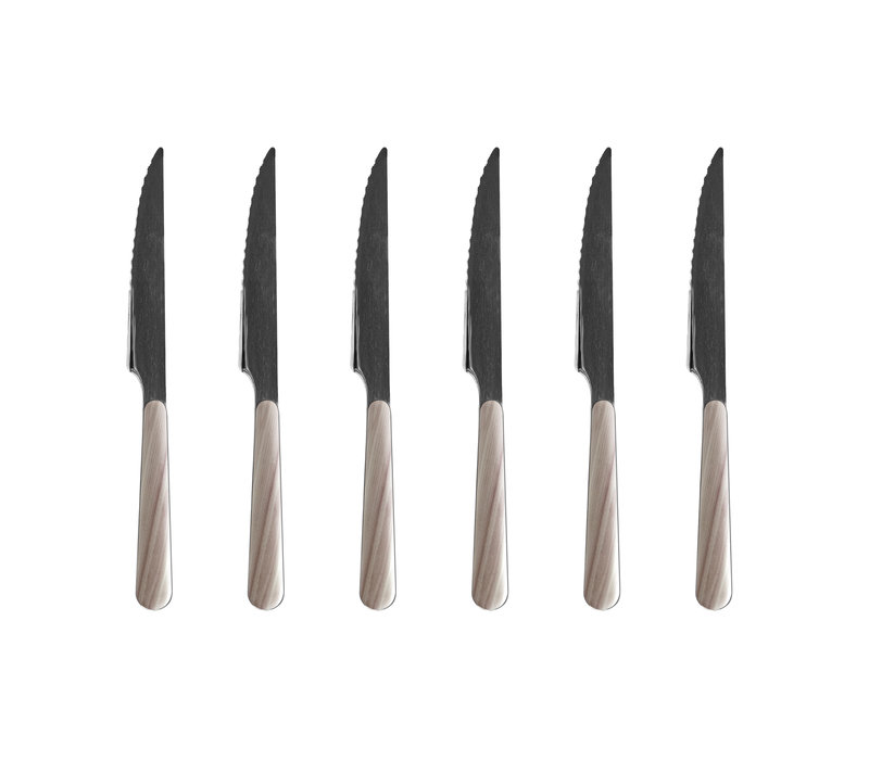 Wood Style 6 Steak Knives 'Maple'