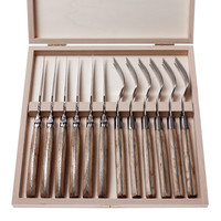 Laguiole Premium 6 Steak Knives & 6 Forks Oak Wood