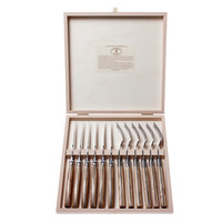 Laguiole Premium 6 Steak Knives & 6 Forks Oak Wood