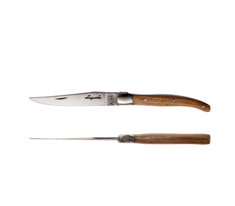 Laguiole Premium 6 Steak Knives & 6 Forks Oak Wood