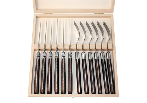 Laguiole Laguiole Premium 6 Steak Knives & 6 Forks Wenge Wood