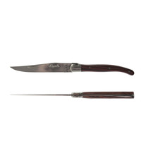 Laguiole 6 Steak Knives & 6 Forks 'Premium' Rosewood Wood