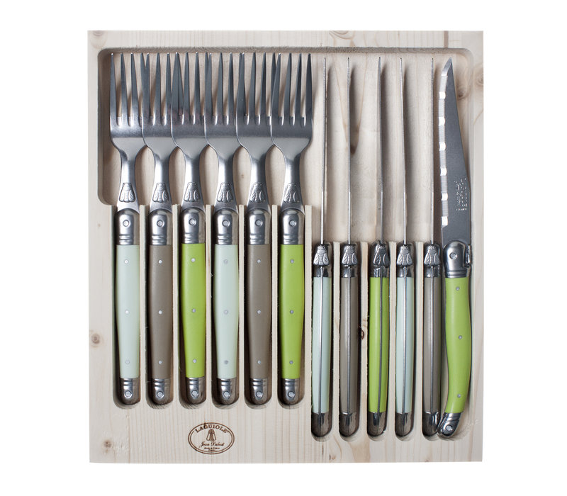 Laguiole 6 Steak Knives & 6 Forks 'Classic' Botanic