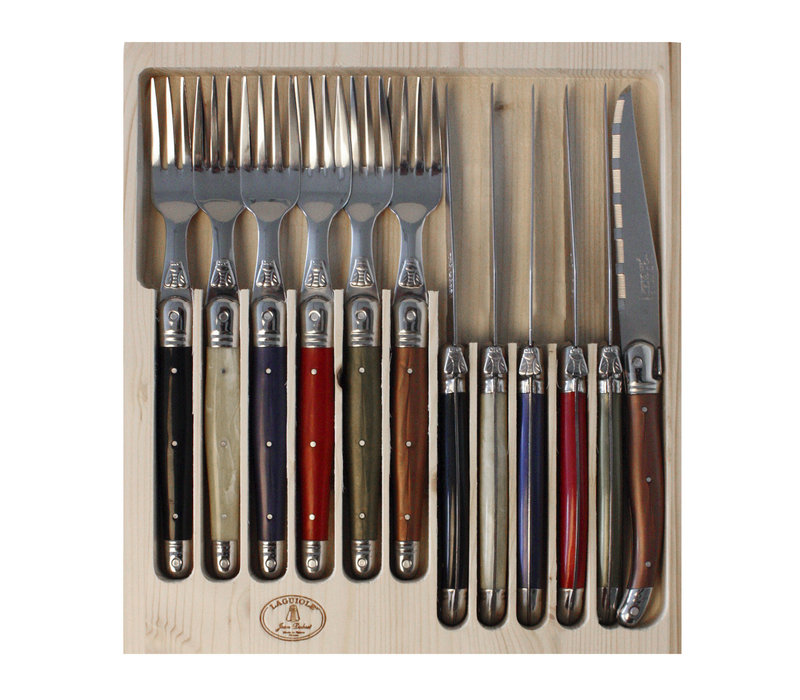 Laguiole 6 Steak Knives & 6 Forks 'Classic' Autumn