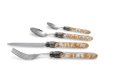 Murano Venezia 24-piece Dinner cutlery "Gold" in Box