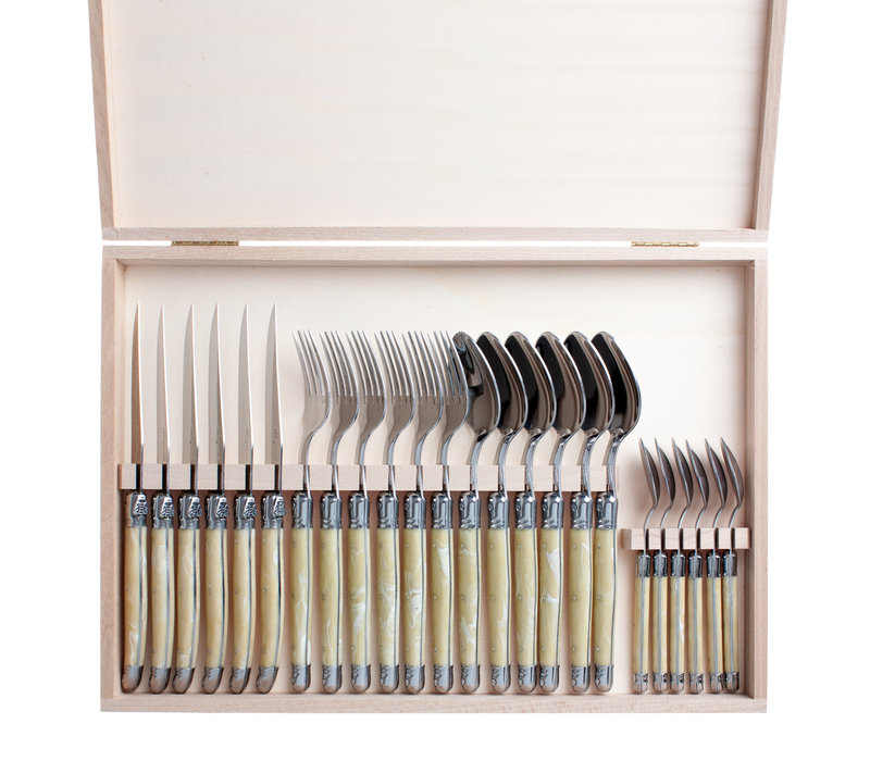 Laguiole Exclusive Couverts 24 pièces Façon Corne Clair