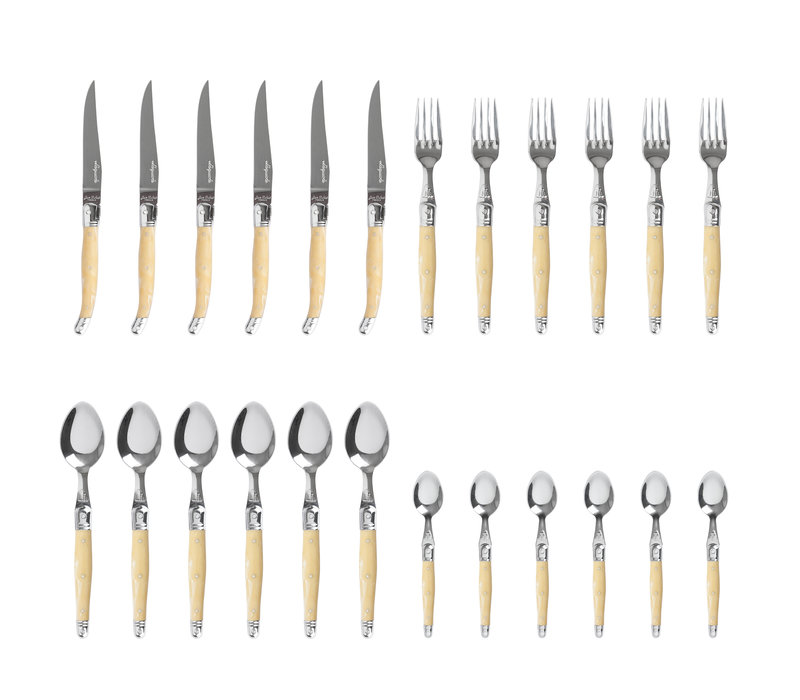 Laguiole Exclusive Cutlery set 24-piece Light Horn Effect