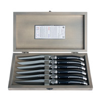 Laguiole Exclusif 6 Couteaux Steak Noir en Coffret en Bois