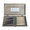 Laguiole Laguiole Premium 6 Steak Knives Light Horn Effect in Wooden Box