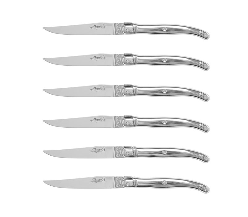 Laguiole Exclusive 6 Steak Knives Stainless Steel in Wooden Box