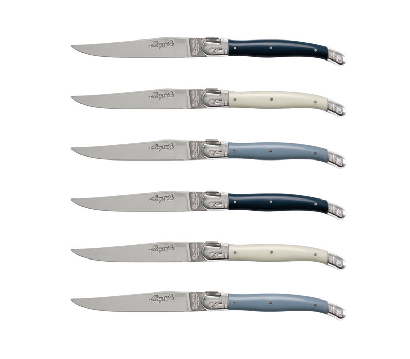 Laguiole Exclusive 6 Steak Knives Nordic Mix in Wooden Box