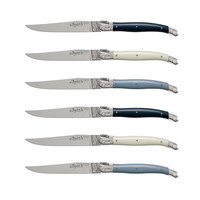Laguiole Premium 6 Steak Knives Nordic Mix in Wooden Box