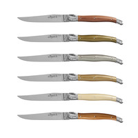 Laguiole Exclusive 6 Steak Knives Mineral Mix in Wooden Box