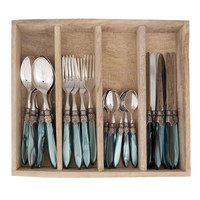 Murano Couverts de table (24 pièces) – Pour 6 personnes – Vert dans un coffret en bois | Design italien
