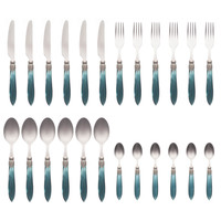 Murano Dinner Cutlery (24-piece) – For 6 People – Green in Wooden Box | Italian Design