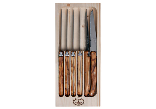 Laguiole Laguiole Classic 6 Steak Knives Olive Wood in Display