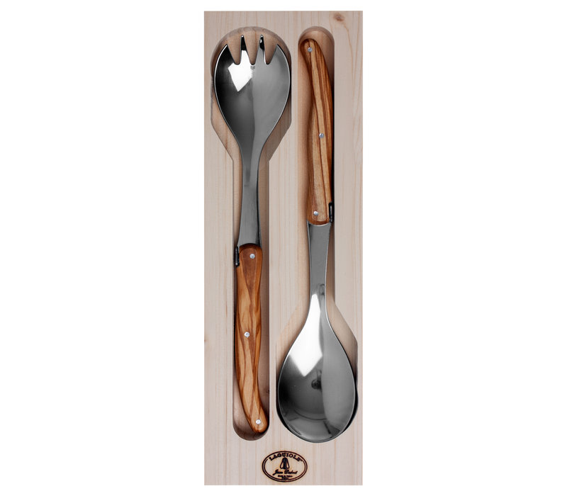 Laguiole Classic 2-piece Salad Servers Olive Wood