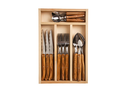 Laguiole Laguiole Classic Cutlery set 24-piece Olive Wood