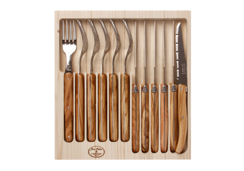 Laguiole Jean Dubost DeLuxe Table knives set of 6 - Olive Wood