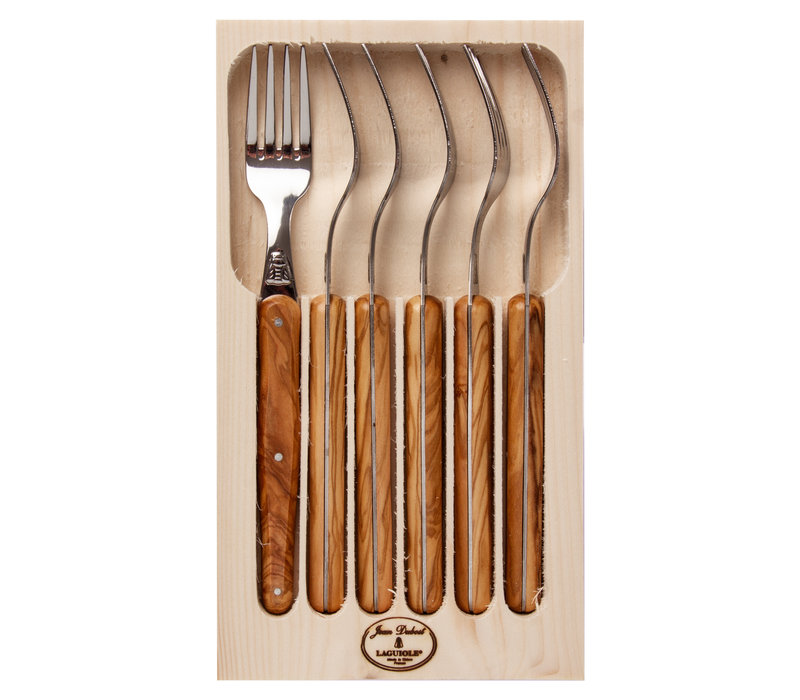 Laguiole Classic 6 Dinner Forks Olive Wood