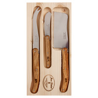 Laguiole Classic 3 Cheese Knives Oak Wood