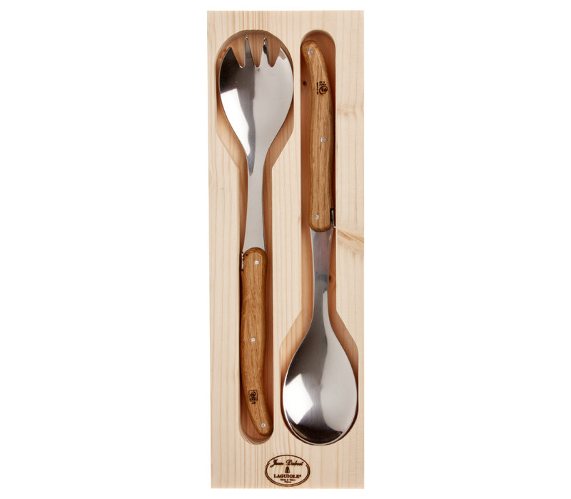 Laguiole Classic Salad Servers Oak wood